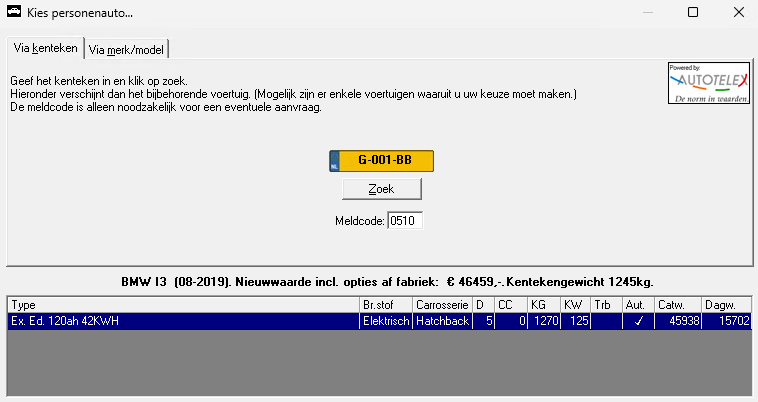 Voertuig opvragen